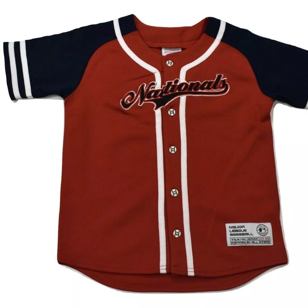 True Fan MLB Little Kids Washington Nationals Button-Up Jersey New With Tags